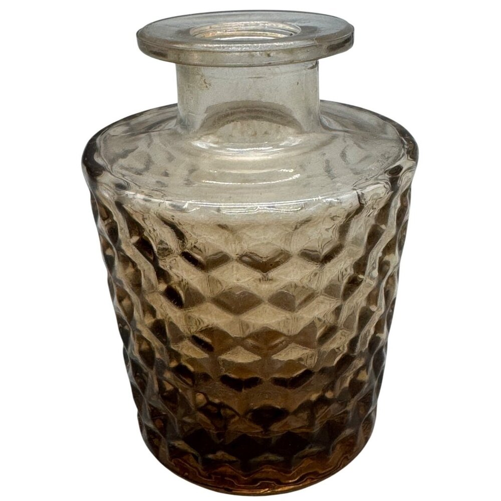 Vintage Textured Diamond Purple Colored Glass Apothecary Bottle Vase READ